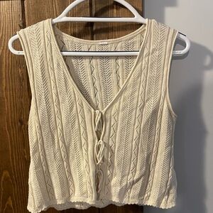 Cream Knit Sleeveless Top